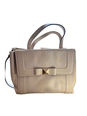 Kate Spade Ivory Leather Bow Satchel with Pyramid Stud Detail